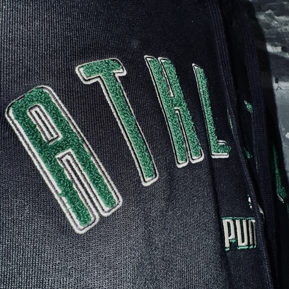 Puma The NeverWorn Hoodie SM Black Embroider Green 3D Patch Heavy Reverse Weave - Picture 3 of 8